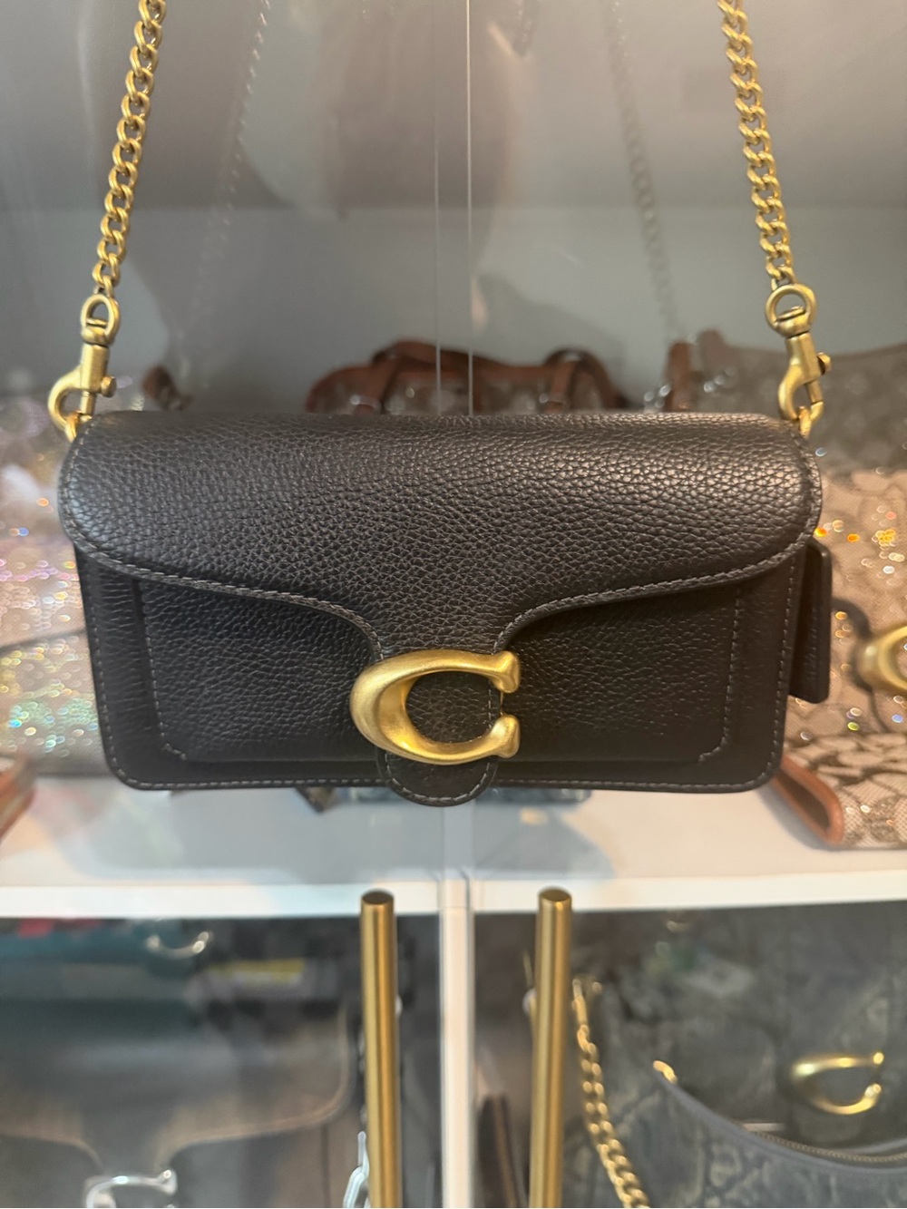 Coach Black Pebbled Leather Crossbody with Gold C Accent